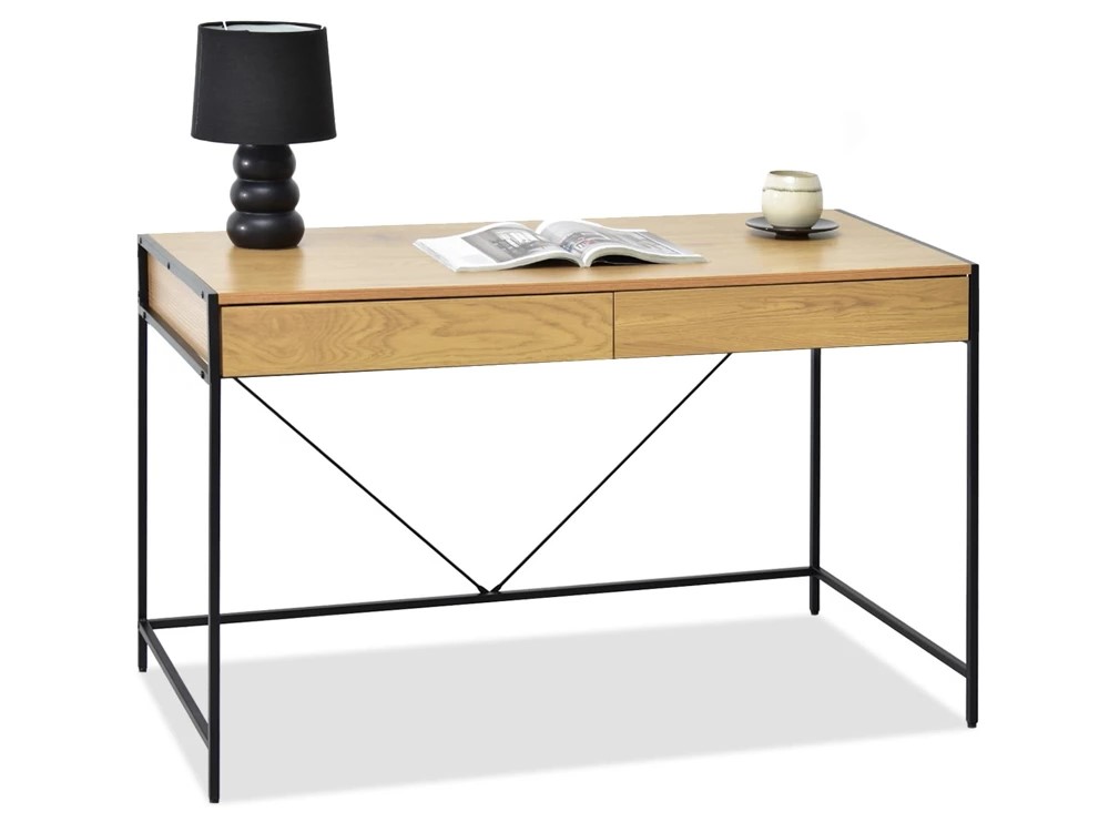 Biurko minimalistyczne UNIF - dąb/czarny