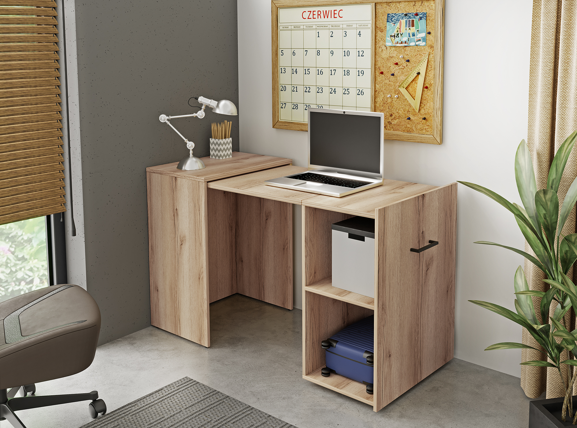 Biurko wysuwane SMART - dąb grand