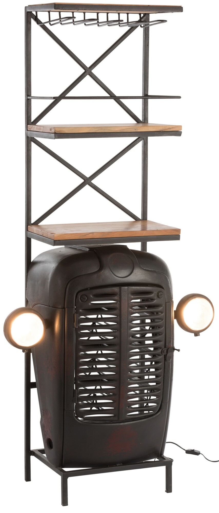 Barek metalowy z półkami TRACTOR - czarny